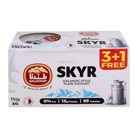 GETIT.QA- Qatar’s Best Online Shopping Website offers Baladna SKYR Icelandic Style Plain Yogurt 4 x 150 g at the lowest price in Qatar. Free Shipping & COD Available!