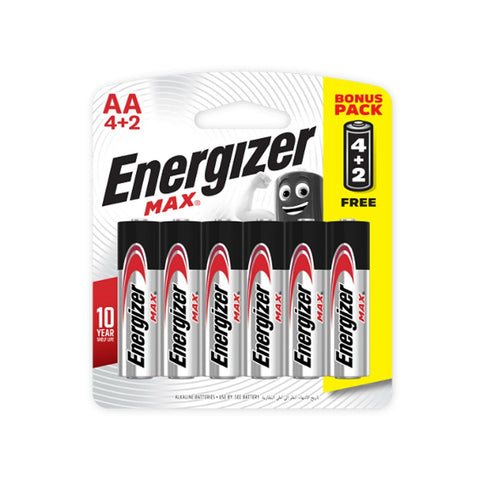 GETIT.QA- Qatar’s Best Online Shopping Website offers ENERGIZER MAX AA ALKALINE BATTERY 4+2 at the lowest price in Qatar. Free Shipping & COD Available!