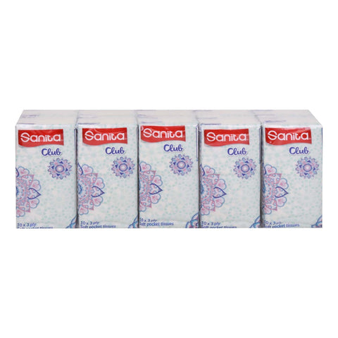 GETIT.QA- Qatar’s Best Online Shopping Website offers Sanita Club Soft Pocket Tissues 3ply 10 x 10 Sheets at the lowest price in Qatar. Free Shipping & COD Available!
