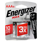 GETIT.QA- Qatar’s Best Online Shopping Website offers ENERGIZER MAX ALKALINE AAA BATTERY 1.5 V E92BP8, 8 PCS PACK at the lowest price in Qatar. Free Shipping & COD Available!