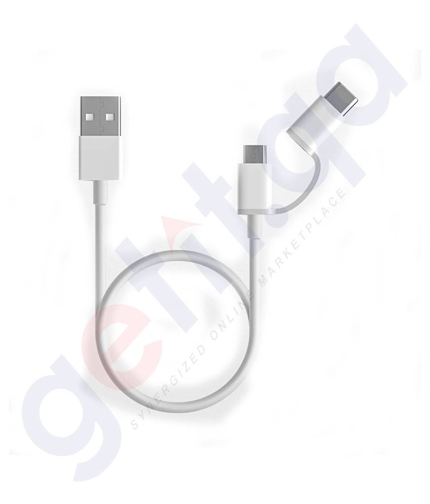 Buy Mi 2-in-1 USB Cable Micro USB to Type C 30cm in Doha Qatar