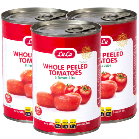 GETIT.QA- Qatar’s Best Online Shopping Website offers LULU WHOLE PEELED TOMATOES IN TOMATO JUICE 3 X 400 G at the lowest price in Qatar. Free Shipping & COD Available!