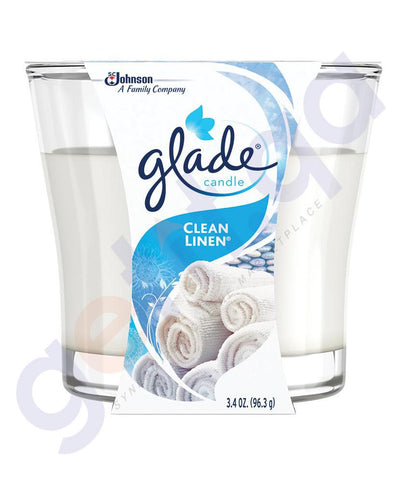 BUY GLADE CANDLE RENEWING CLEAN LINEN 96G IN QATAR | HOME DELIVERY WITH COD ON ALL ORDERS ALL OVER QATAR FROM GETIT.QA