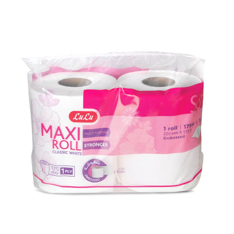 GETIT.QA- Qatar’s Best Online Shopping Website offers LULU PREMIUM MAXI ROLL EMBOSSED 1PLY 175METER 2 ROLLS at the lowest price in Qatar. Free Shipping & COD Available!