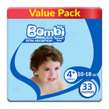 GETIT.QA- Qatar’s Best Online Shopping Website offers SANITA BAMBI BABY DIAPER VALUE PACK SIZE 4+ LARGE PLUS 10-18KG 33 PCS at the lowest price in Qatar. Free Shipping & COD Available!