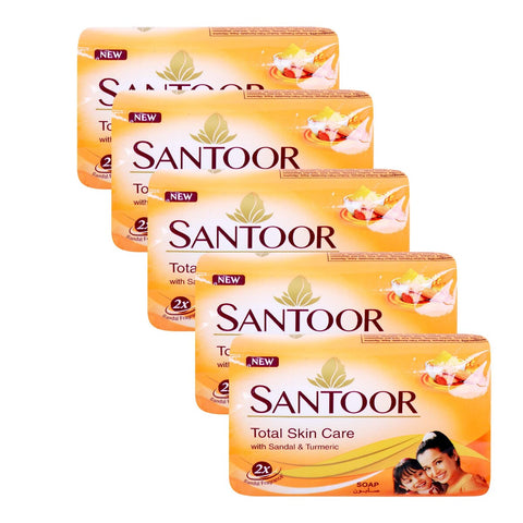 GETIT.QA- Qatar’s Best Online Shopping Website offers SANTOOR BATH SOAP SANDAL & TURMERIC-- 5 X 125 G at the lowest price in Qatar. Free Shipping & COD Available!