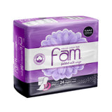 GETIT.QA- Qatar’s Best Online Shopping Website offers Fam Natural Cotton Feel Maxi Thick Folded with Wings Night Sanitary Pads 24 pcs at lowest price in Qatar. Free Shipping & COD Available