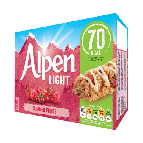 GETIT.QA- Qatar’s Best Online Shopping Website offers ALPEN LIGHT SUMMER FRUITS BAR-- 5 X 19 G at the lowest price in Qatar. Free Shipping & COD Available!
