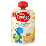 GETIT.QA- Qatar’s Best Online Shopping Website offers NESTLE CERELAC BANANA-- ORANGE-- & BISCUIT FRUITS PUREE POUCH BABY FOOD 90 G at the lowest price in Qatar. Free Shipping & COD Available!