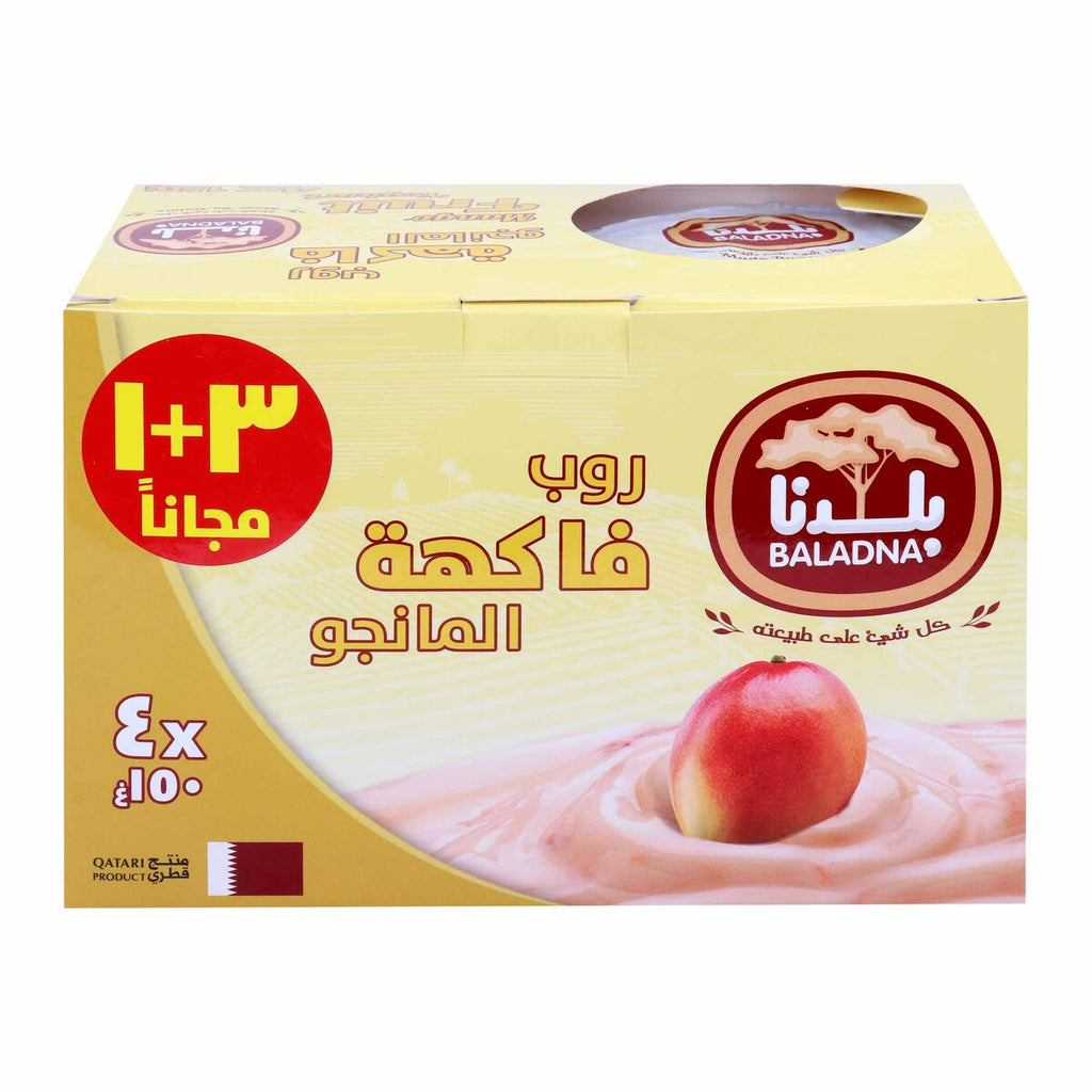 Baladna Mango Fruit Yoghurt, 4 x 150 g | GETIT.QA