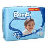 GETIT.QA- Qatar’s Best Online Shopping Website offers SANITA BAMBI BABY DIAPER JUMBO PACK SIZE 6 XX-LARGE 16+KG 40 PCS at the lowest price in Qatar. Free Shipping & COD Available!