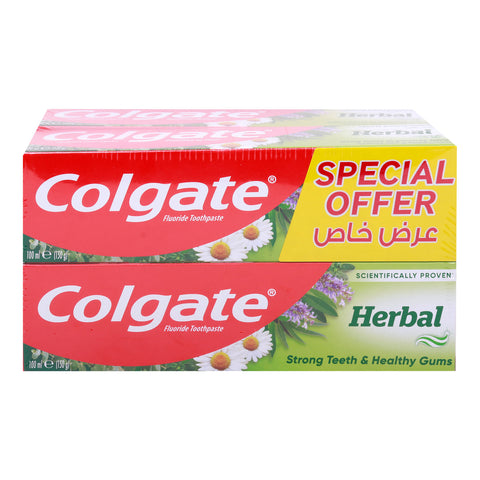 GETIT.QA- Qatar’s Best Online Shopping Website offers COLGATE HERBAL FLUORIDE TOOTHPASTE-- 4 X 100 ML at the lowest price in Qatar. Free Shipping & COD Available!