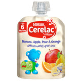 GETIT.QA- Qatar’s Best Online Shopping Website offers NESTLE CERELAC BANANA-- APPLE PEAR-- & ORANGE FRUITS PUREE POUCH BABY FOOD FROM 6 MONTHS 90 G at the lowest price in Qatar. Free Shipping & COD Available!