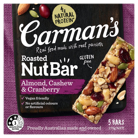 GETIT.QA- Qatar’s Best Online Shopping Website offers CARMANS ALMOND CASHEW & CRANBERRY & NUT BAR 35 G at the lowest price in Qatar. Free Shipping & COD Available!