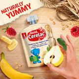 GETIT.QA- Qatar’s Best Online Shopping Website offers NESTLE CERELAC FRUITS PUREE POUCH RASPBERRY-- PEAR-- BANANA & OATS FROM 6 MONTHS 90 G at the lowest price in Qatar. Free Shipping & COD Available!