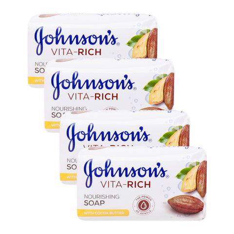 GETIT.QA- Qatar’s Best Online Shopping Website offers JOHNSON & JOHNSON VITA RICH NOURISHING COCOA BUTTER SOAP-- 4 X 175 G at the lowest price in Qatar. Free Shipping & COD Available!