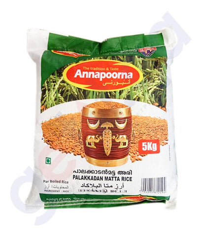 BUY ANNAPOORNA PALAKKADAN MATTA RICE 5KG IN QATAR | HOME DELIVERY WITH COD ON ALL ORDERS ALL OVER QATAR FROM GETIT.QA