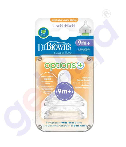 DR.BROWN'S LEVEL 4 WIDE-NECK SILICONE OPTIONS+NIPPLE 2 PACK