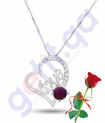 Buy Valentine Love Pendant with Rose Price Online in Qatar