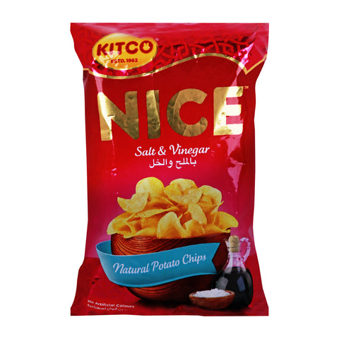 GETIT.QA- Qatar’s Best Online Shopping Website offers KITCO NICE NATURAL POTATO CHIPS SALT & VINEGAR 80G at the lowest price in Qatar. Free Shipping & COD Available!