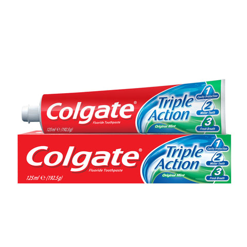 GETIT.QA- Qatar’s Best Online Shopping Website offers COLGATE TOOTHPASTE TRIPLE ACTION ORIGINAL MINT 125 ML at the lowest price in Qatar. Free Shipping & COD Available!