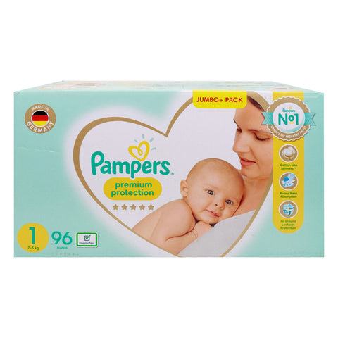 GETIT.QA- Qatar’s Best Online Shopping Website offers PAMPERS PREMIUM PROTECTION DIAPER SIZE 1 2-5 KG 96 PCS at the lowest price in Qatar. Free Shipping & COD Available!