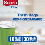 GETIT.QA- Qatar’s Best Online Shopping Website offers SANITA CLUB TRASH BAGS BIODEGRADABLE 10 GALLONS SIZE 65 X 52CM 30PCS at the lowest price in Qatar. Free Shipping & COD Available!