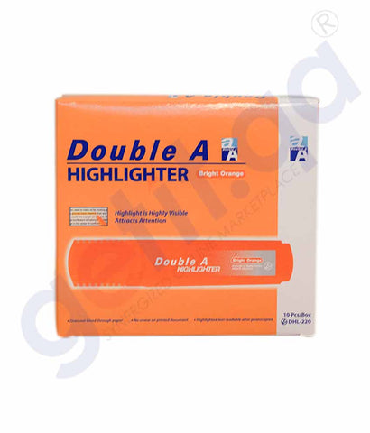 DOUBLE A HIGHLIGHTER - PACK OF 10'S BRIGHT ORANGE DHL-220-BO