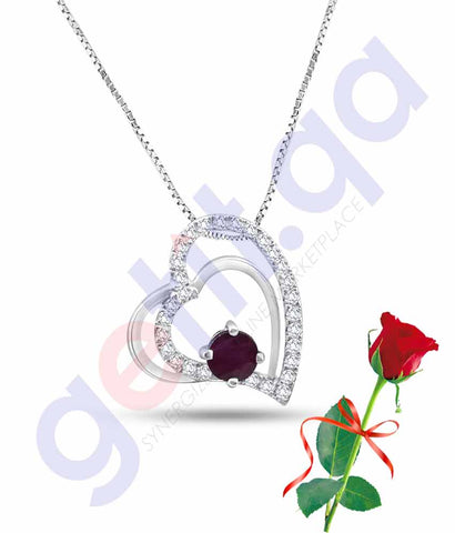 Buy Valentine Heart Shape Pendant with Rose Price in Qatar