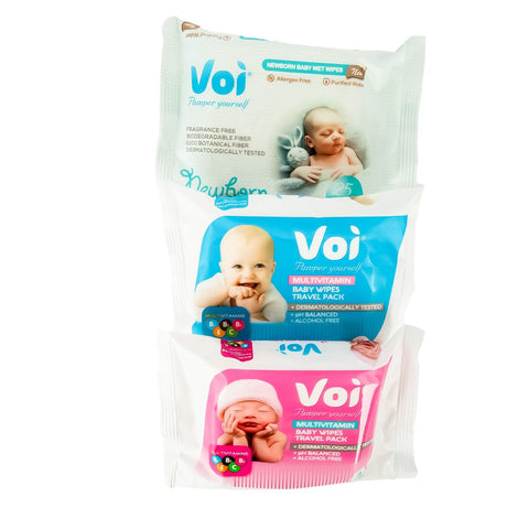 GETIT.QA- Qatar’s Best Online Shopping Website offers VOI TRAVEL PACK BABY WIPES 3 X 25PCS at the lowest price in Qatar. Free Shipping & COD Available!