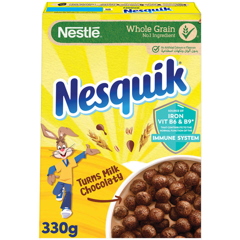 GETIT.QA- Qatar’s Best Online Shopping Website offers NESTLE NESQUIK CHOCOLATE BREAKFAST CEREAL PACK 330 G at the lowest price in Qatar. Free Shipping & COD Available!