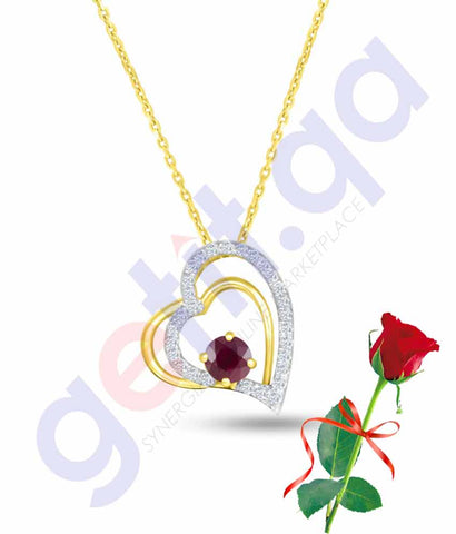 Buy Valentine Dual Heart Pendant with Rose Price in Qatar