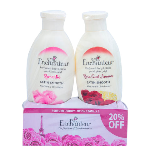 GETIT.QA- Qatar’s Best Online Shopping Website offers ENCHANTEUR PERFUMED BODY LOTION ASSORTED 2 X 250 ML at the lowest price in Qatar. Free Shipping & COD Available!