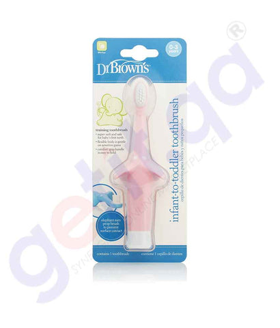 Buy Dr Brown's Infant to Toddler Toothbrush Pink Doha Qatar