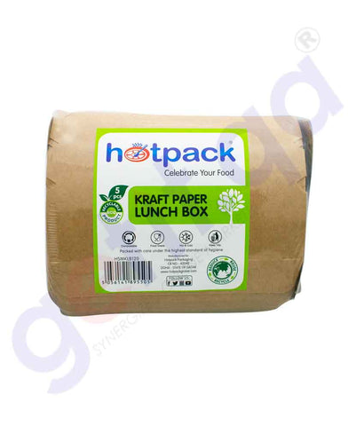 GETIT.QA | Buy Hotpack Kraft Paper Lunch Box-5pcs Online in Doha Qatar