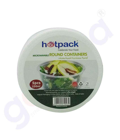 GETIT.QA | Buy Hotpack Microwaveable Round Container Lid 250ml 5pcs in Doha Qatar