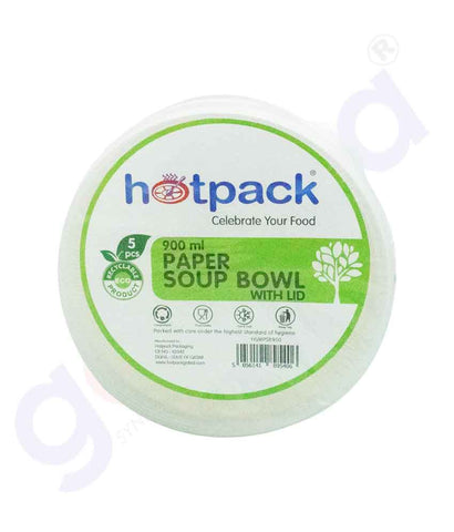 BUY HOTPACK PAPER SOUP BOWL WITH LID 900ML-PSB900 IN QATAR | HOME DELIVERY WITH COD ON ALL ORDERS ALL OVER QATAR FROM GETIT.QA