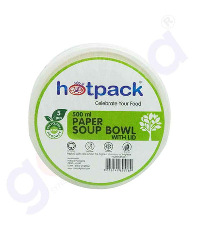 BUY HOTPACK PAPER SOUP BOWL WITH LID IN QATAR | HOME DELIVERY WITH COD ON ALL ORDERS ALL OVER QATAR FROM GETIT.QA