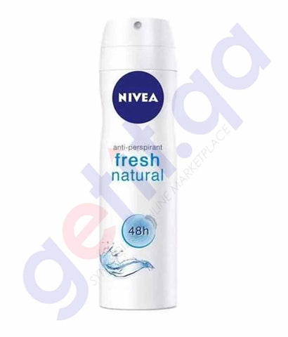 Buy Nivea Fresh Natural Spray Female 200ml in Doha Qatar