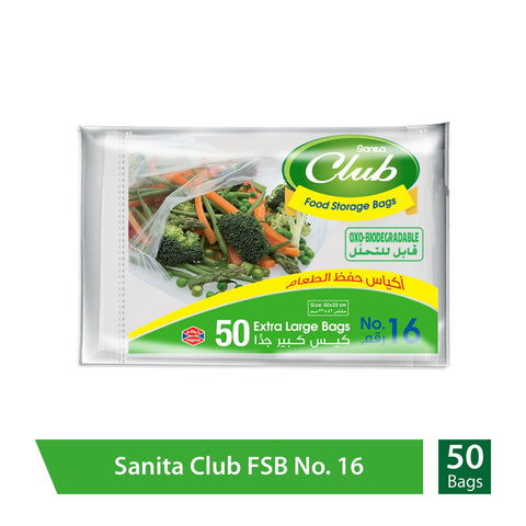 GETIT.QA- Qatar’s Best Online Shopping Website offers SANITA CLUB FOOD STORAGE BAGS BIODEGRADABLE #16 SIZE 52 X 33CM 50PCS at the lowest price in Qatar. Free Shipping & COD Available!