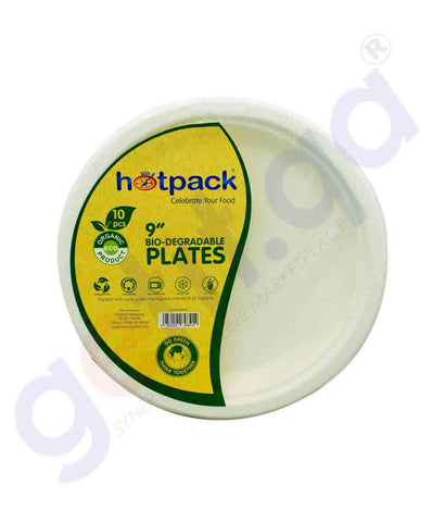 GETIT.QA | Buy Hotpack 9" Degradable Round Plates- 10pcs in Doha Qatar