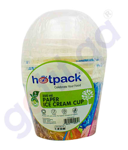 GETIT.QA | Buy Hotpack Paper Ice Cream Cup 200ml(6.5oz) 5pcs Doha Qatar