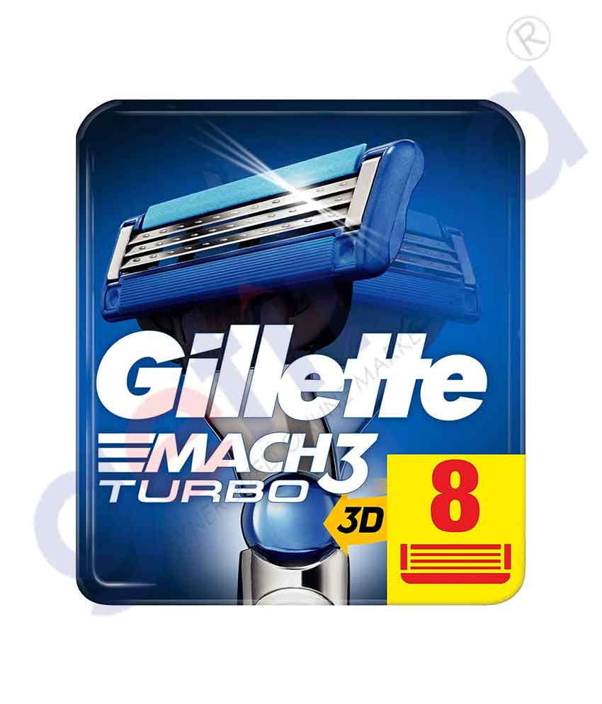 GETIT.QA | Buy Gillette Mach 3 Turbo 3D 8CT Price Online in Doha Qatar
