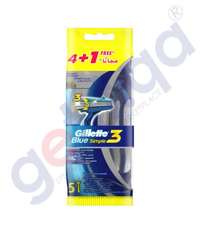 BUY GILLETTE BLUE 3 BLADES SIMPLE EASY GRIP 5 PCS IN QATAR | HOME DELIVERY WITH COD ON ALL ORDERS ALL OVER QATAR FROM GETIT.QA