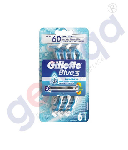 GETIT.QA | Buy Gillette Blue 3 Cool Razor Pack of 6 GG255-0 Doha Qatar