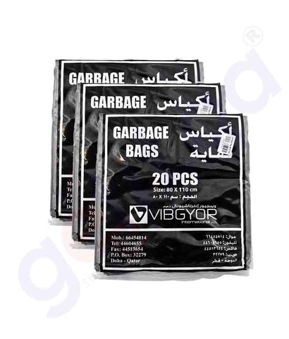 Buy Vibgyor Garbage Bag 80x110cm-50 Gallon-20pcs Doha Qatar