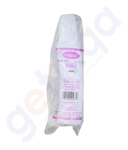 Buy V-Pack Plastic Cup 6.5oz White- 50pcs Online Doha Qatar