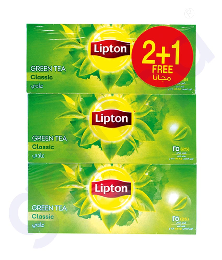 Buy Lipton Green Tea Bag 25pcs 2+1 FREE Online Doha Qatar