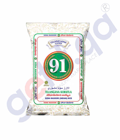 Buy 91 Telangana Gold Sona Masoori Rice 35kg in Doha Qatar