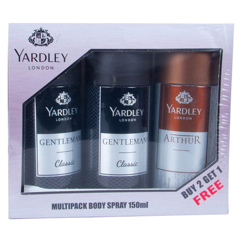 GETIT.QA- Qatar’s Best Online Shopping Website offers YARDLEY BODY SPRAY FOR MEN ASSORTED 3 X 150 ML at the lowest price in Qatar. Free Shipping & COD Available!